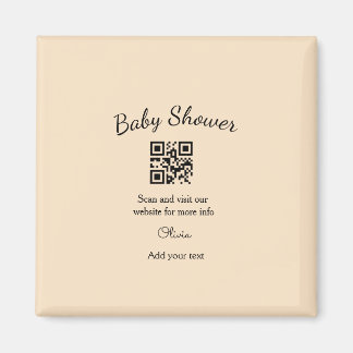 Imã Pink simple baby shower q r code add name text thr