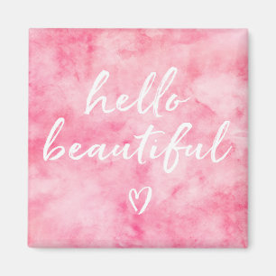 Imã Pink Watercolor Hello Beauge