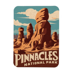 Ímã Pinnacle National Park Retro Viagem Art