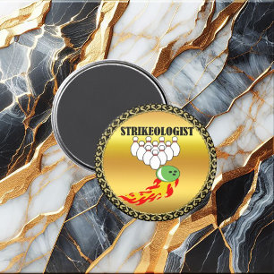 Imã Pinos e bola de boliche com a palavra