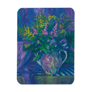 Ímã Pintagem de Pastel de Flores Selvagens e Goldenrod