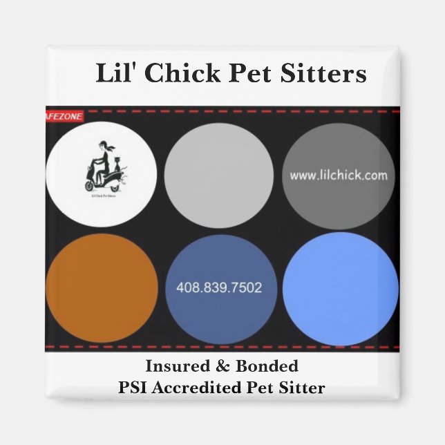 Imã Pintinho Pet Sitters, Segurado e BondedPSI Acc. (Frente)