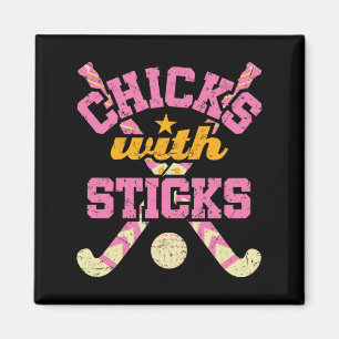 Imã Pintinhos com Sticks Field Hockey Women