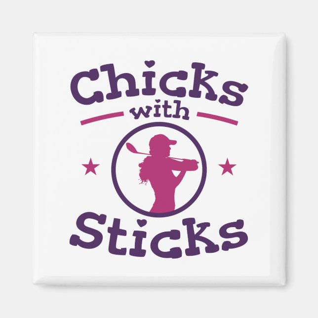 Imã Pintinhos com Sticks Golf Golfer Women (Frente)