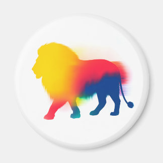 Imã Pintor Colorido Lion Silhouette