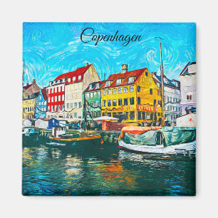 Imã Pintura a Óleo de Copenhagen na Frente Marítima de