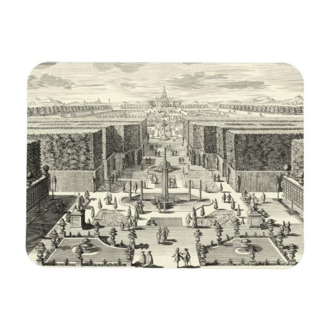 Ímã Pintura a óleo de fontes no jardim de Versalhes (Horizontal)