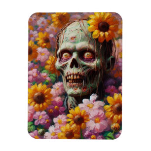 Ímã Pintura a óleo de Zombie no Dia das Bruxas de Flor