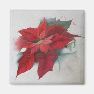 Imã Pintura a óleo do Natal da poinsétia