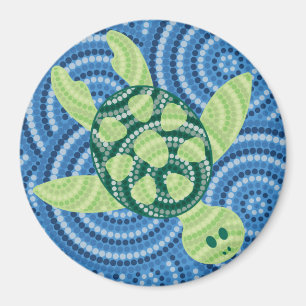 Imã Pintura aborígene do ponto da tartaruga