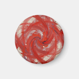 Imã Pintura Abstrata Espiral Vermelha Carmesim