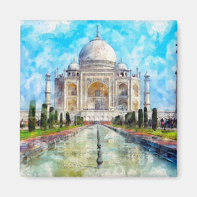 Imã pintura aquarela taj mahal (Frente)
