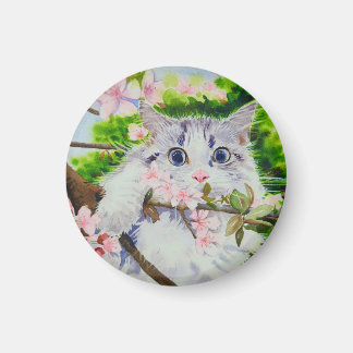 Imã Pintura aquosa de gato bonito