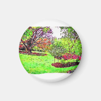 Imã Pintura aquosa de um jardim de primavera