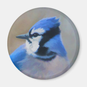 Imã Pintura Blue Jay - Arte Original para Pássaros