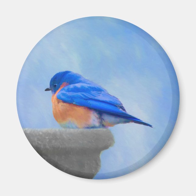 Imã Pintura Bluebird - Arte Original para Pássaros (Frente)