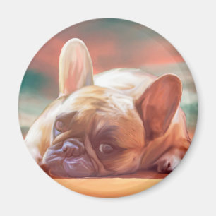 Imã Pintura bonito da arte da cor de água do buldogue