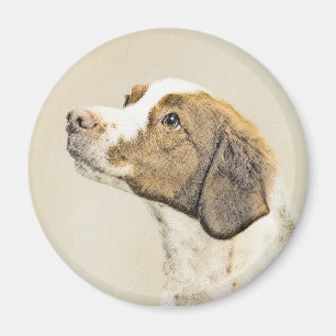 Imã Pintura Brittany - Arte Cachorro Original Bonita