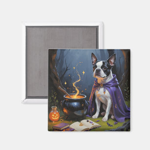 Imã Pintura caprichosa de cachorro Boston Terrier para
