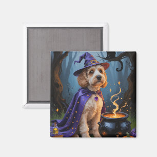 Imã Pintura caprichosa de Halloween de cão Cockapoo