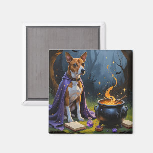 Imã Pintura caprichosa de Halloween do cão Basenji