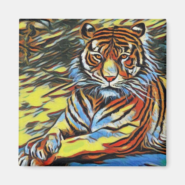 Imã Pintura Colorida de Tigre (Frente)