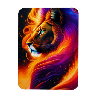 Ímã Pintura Colorida Lion Face