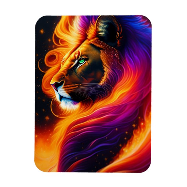 Ímã Pintura Colorida Lion Face (Vertical)