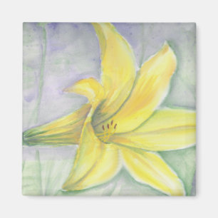 Imã Pintura com lírio amarelo no acrílico
