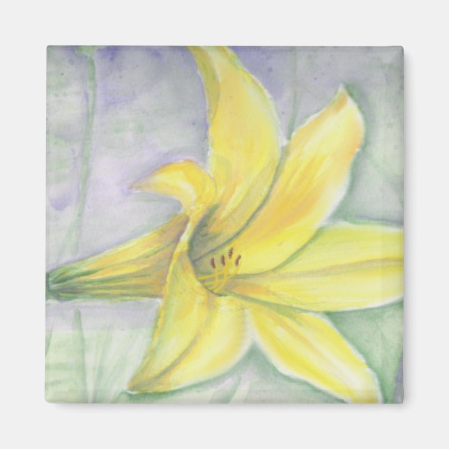 Imã Pintura com lírio amarelo no acrílico (Frente)