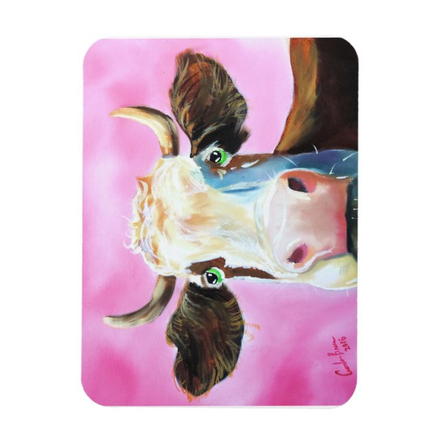 Ímã Pintura com retrato de vaca em forma de cruz (Vertical)