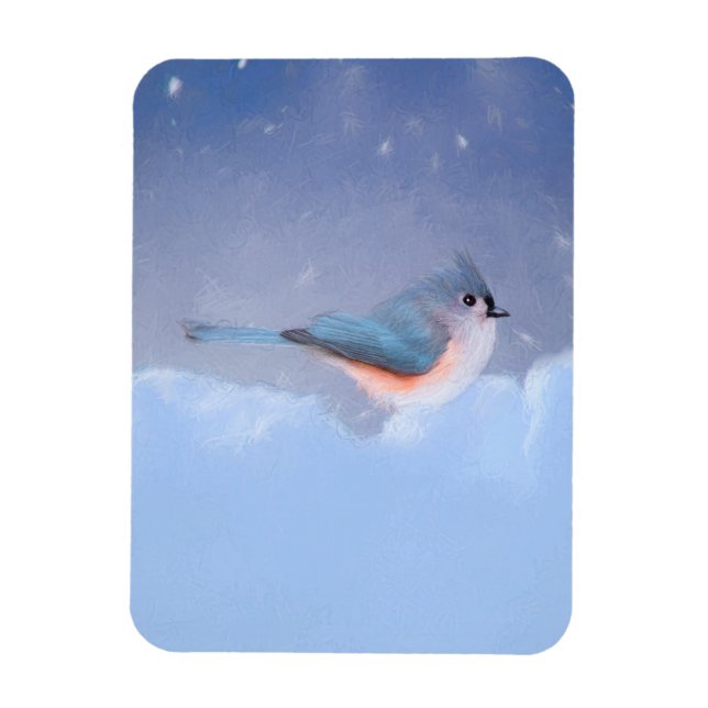 Ímã Pintura com Titmouse Tufado - Arte Cachorra Origin (Vertical)