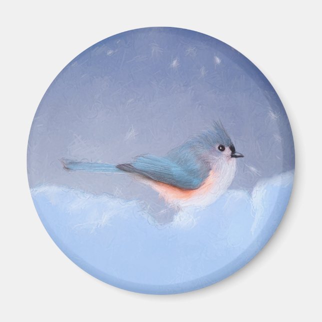 Imã Pintura com Titmouse Tufado - Arte Cachorra Origin (Frente)