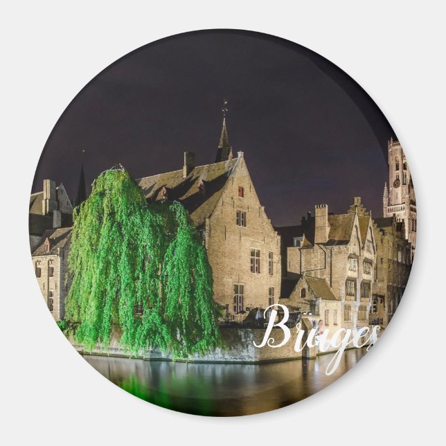 Imã Pintura da cidade antiga de Bruges e da torre de B (Frente)