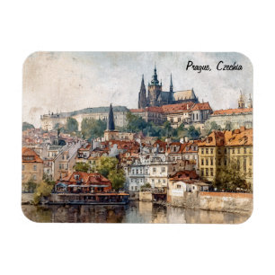 Ímã Pintura da Cidade Vintage Praga República Checa
