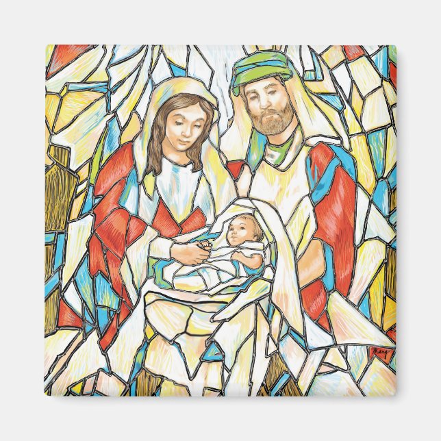 Imã Pintura da Natividade de Vidro Estreito (Frente)