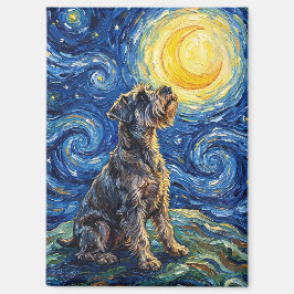 Imã Pintura da Noite Estrelada com Schnauzer