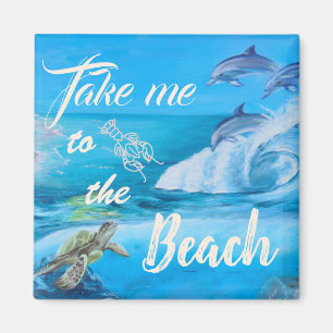 Imã Pintura da vida em praia e marinha