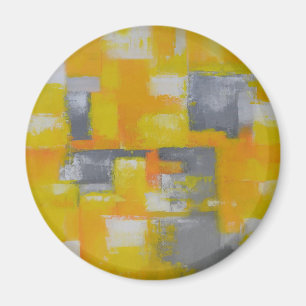 Imã pintura de abstrato branca cinza amarela