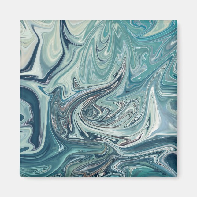 Imã Pintura de Abstrato no mar azul (Frente)