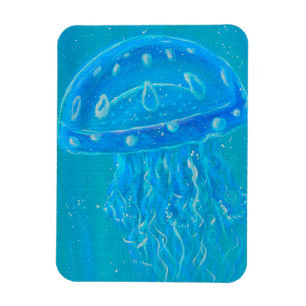 Ímã Pintura de Água-Viva Azul