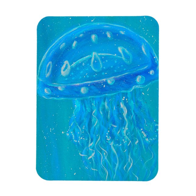 Ímã Pintura de Água-Viva Azul (Vertical)