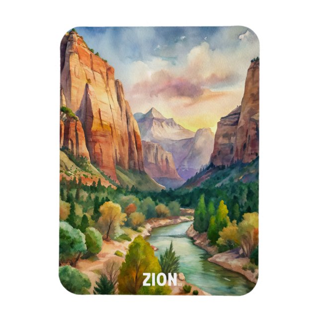 Ímã Pintura de Aquarela do Zion National Park (Vertical)