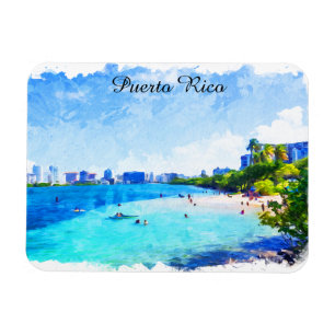 Ímã Pintura de Aquarela Tropical de Porto Rico