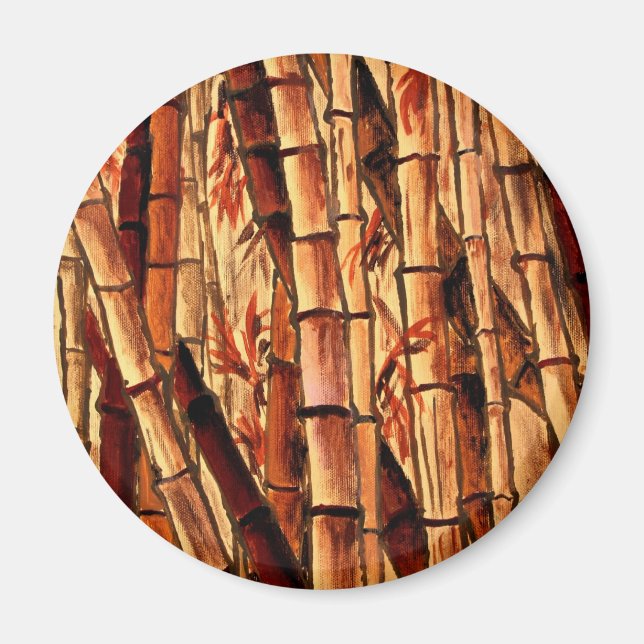 Imã pintura de bambu com arte oriental asiática (Frente)