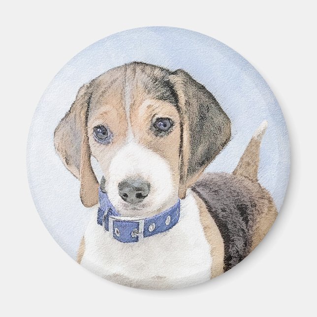 Imã Pintura de Beagle - Arte de Cachorro Original Boni (Frente)