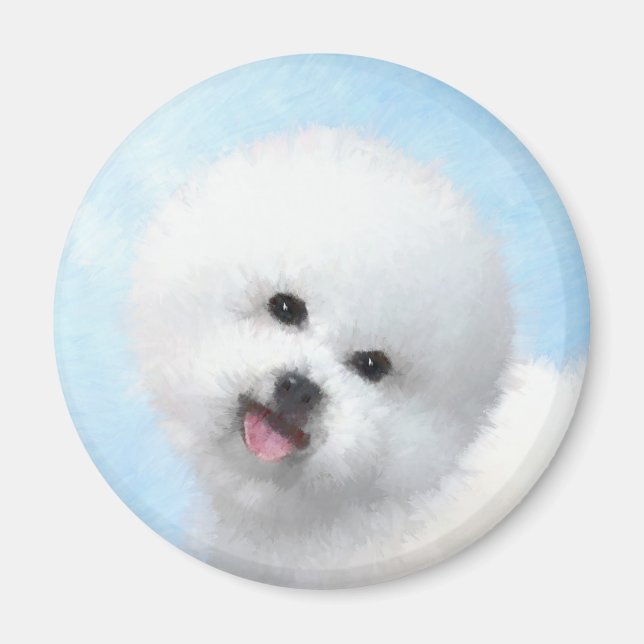 Imã Pintura de Bichon Frise - Arte de Cachorro Origina (Frente)
