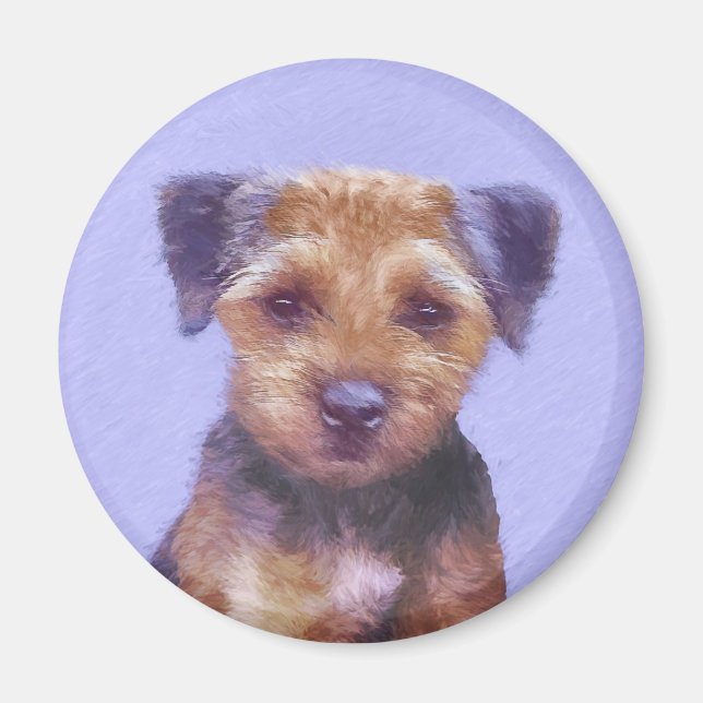 Imã Pintura de Borda Terrier - Arte de Cachorro Origin (Frente)
