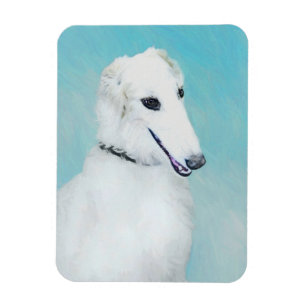 Ímã Pintura de Borzoi (branca) - Arte de Cão Original