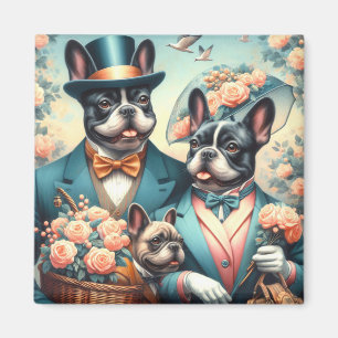 Imã Pintura de Buldogue Francês, Funny Vintage
